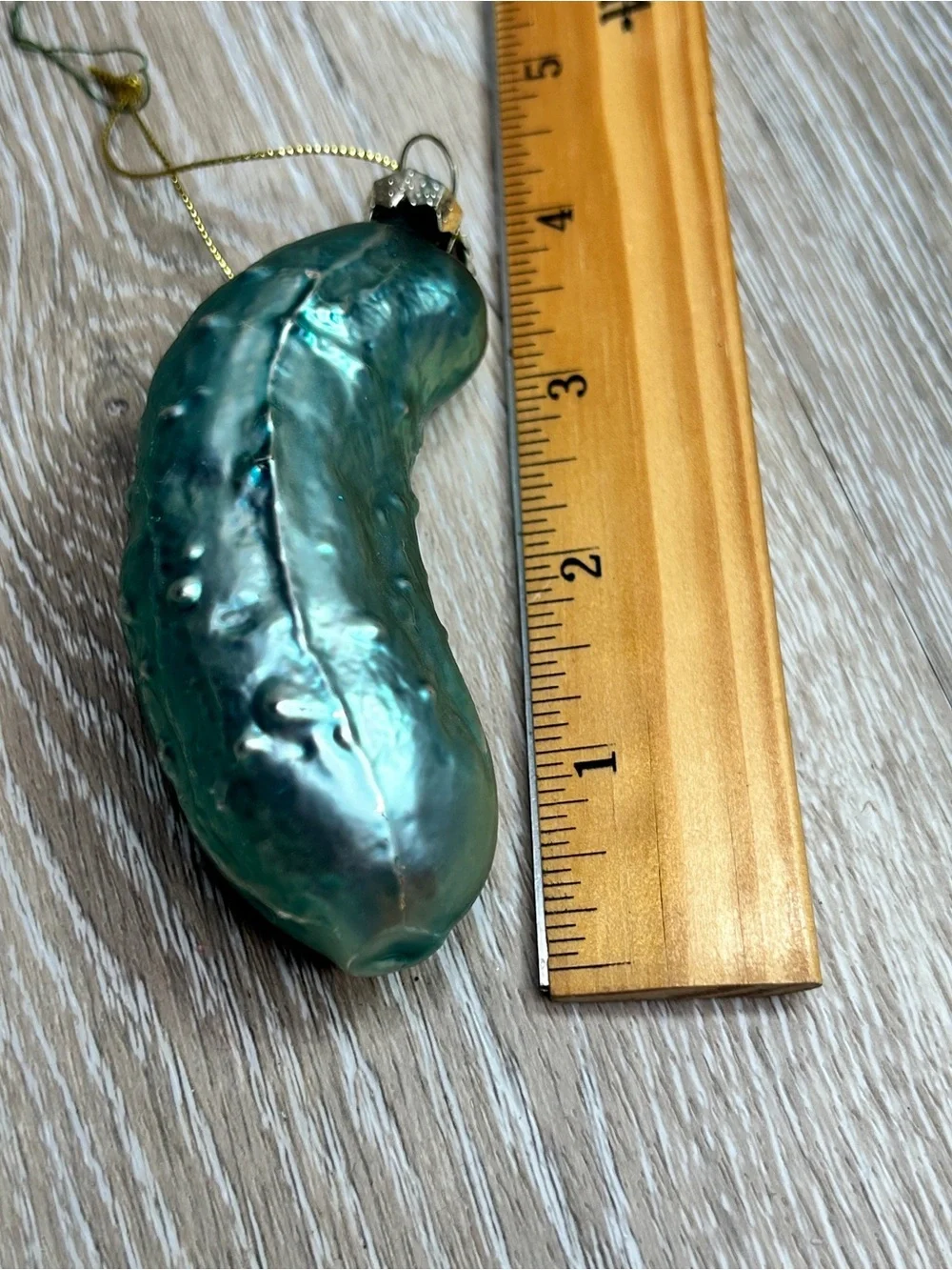 Vintage German Green Glass Pickle Ornament • Christmas Tree Decor • 4 Inch